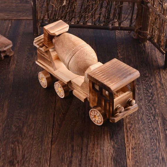 Wooden Mixer Truck, Concrete Mixer Toy Car, Wooden Truck Toy For Children, Wooden Push and Pull T... | Etsy (US)