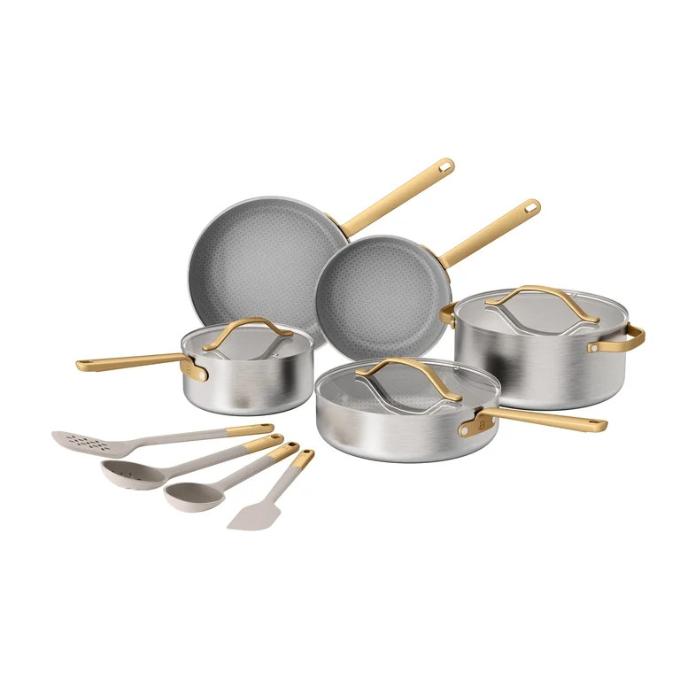 Beautiful 12-Piece Hybrid Tri-Ply Stainless Steel Cookware Set, Ceramic Nonstick Pots & Pans with... | Walmart (US)