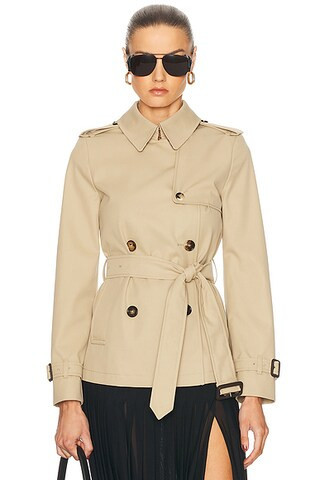 Burberry Belted Trench Coat in Beige - Beige. Size 2 (also in ). | FWRD 