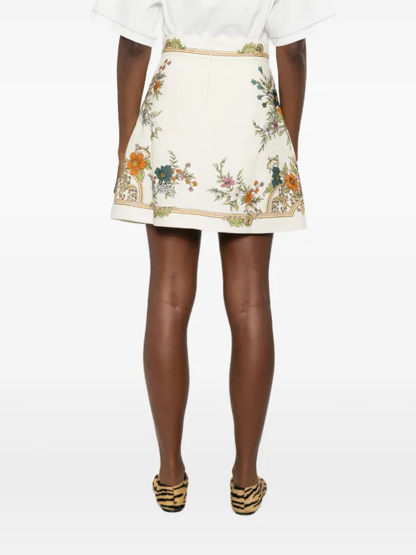 ALEMAIS floral-print Mini Skirt | Neutrals | FARFETCH | Farfetch Global