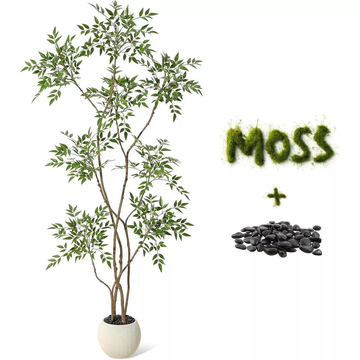 Garvee Artificial Plants Indoor,Faux Floor Plant in Pot, Nandina Artificial Tree with White Plant... | Target