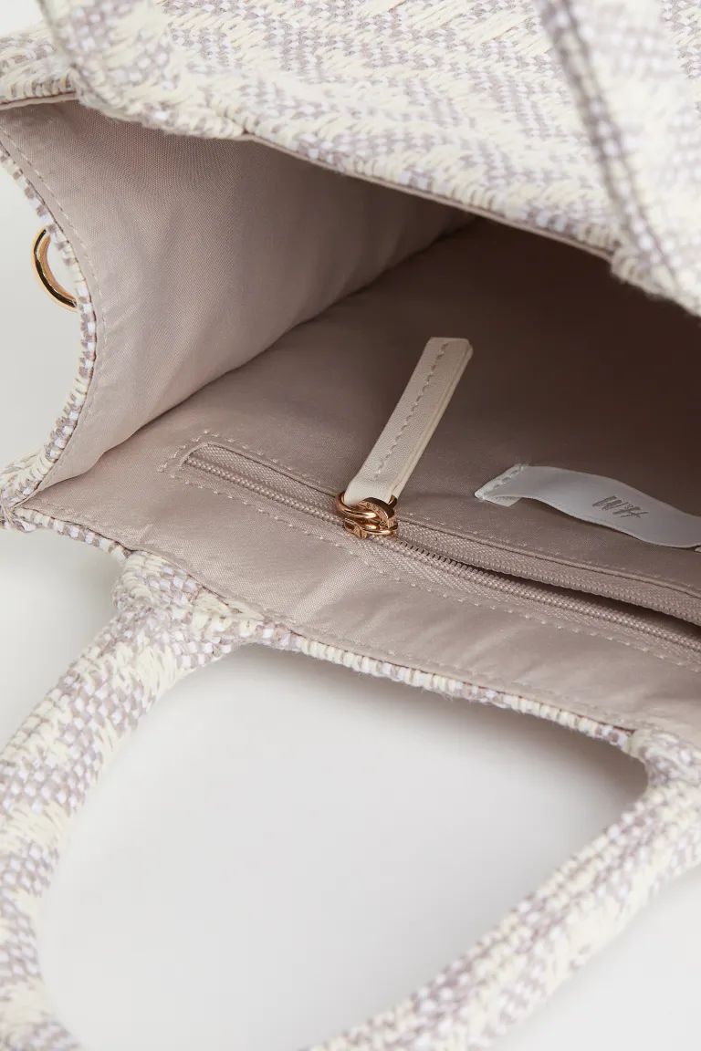 Small handbag in a jacquard-weave jute blend. Detachable, adjustable shoulder strap, two handles,... | H&M (US + CA)