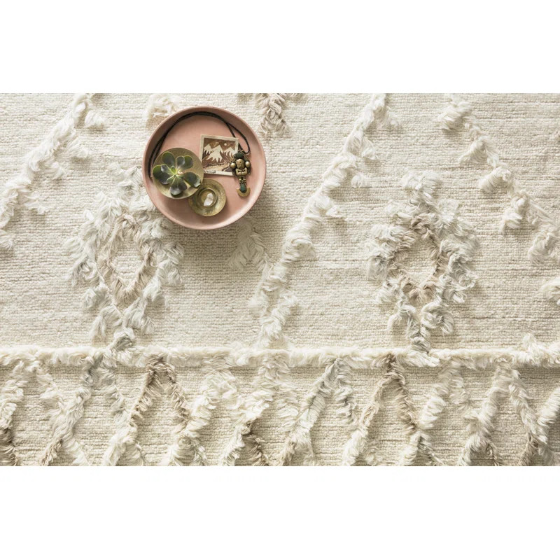 Symbology Geometric Handmade Tufted Wool Ivory Area Rug | Wayfair North America