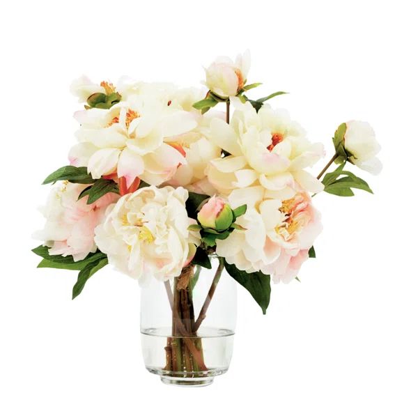 Beautiful Peony Floral Arrangements and Centerpieces in Glass Vase | Wayfair North America