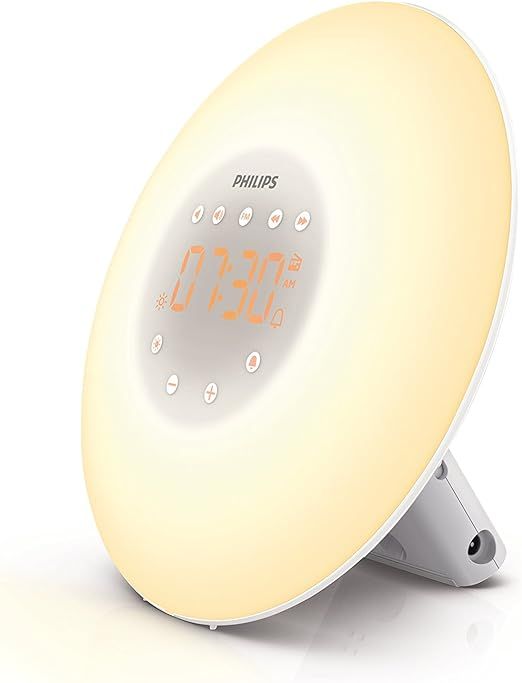 Philips SmartSleep Wake-Up Light Alarm Clock with Sunrise Simulation and Radio, White (HF3505) | Amazon (US)