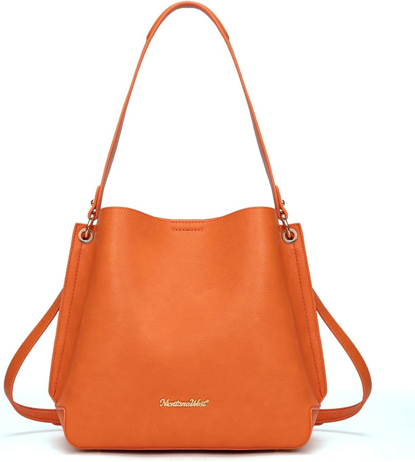 Montana West Medium Hobo Purse for Women Bucket Shoulder Bag with Crossbody Strap | Amazon (US)