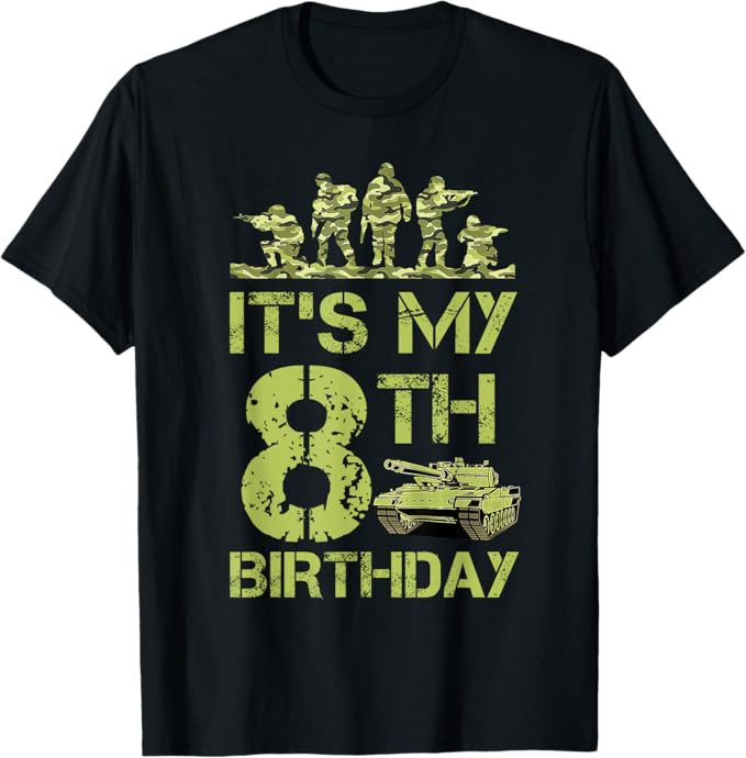8 Years Old It's My 8th Birthday Boy Military Camo T-Shirt | Amazon (US)
