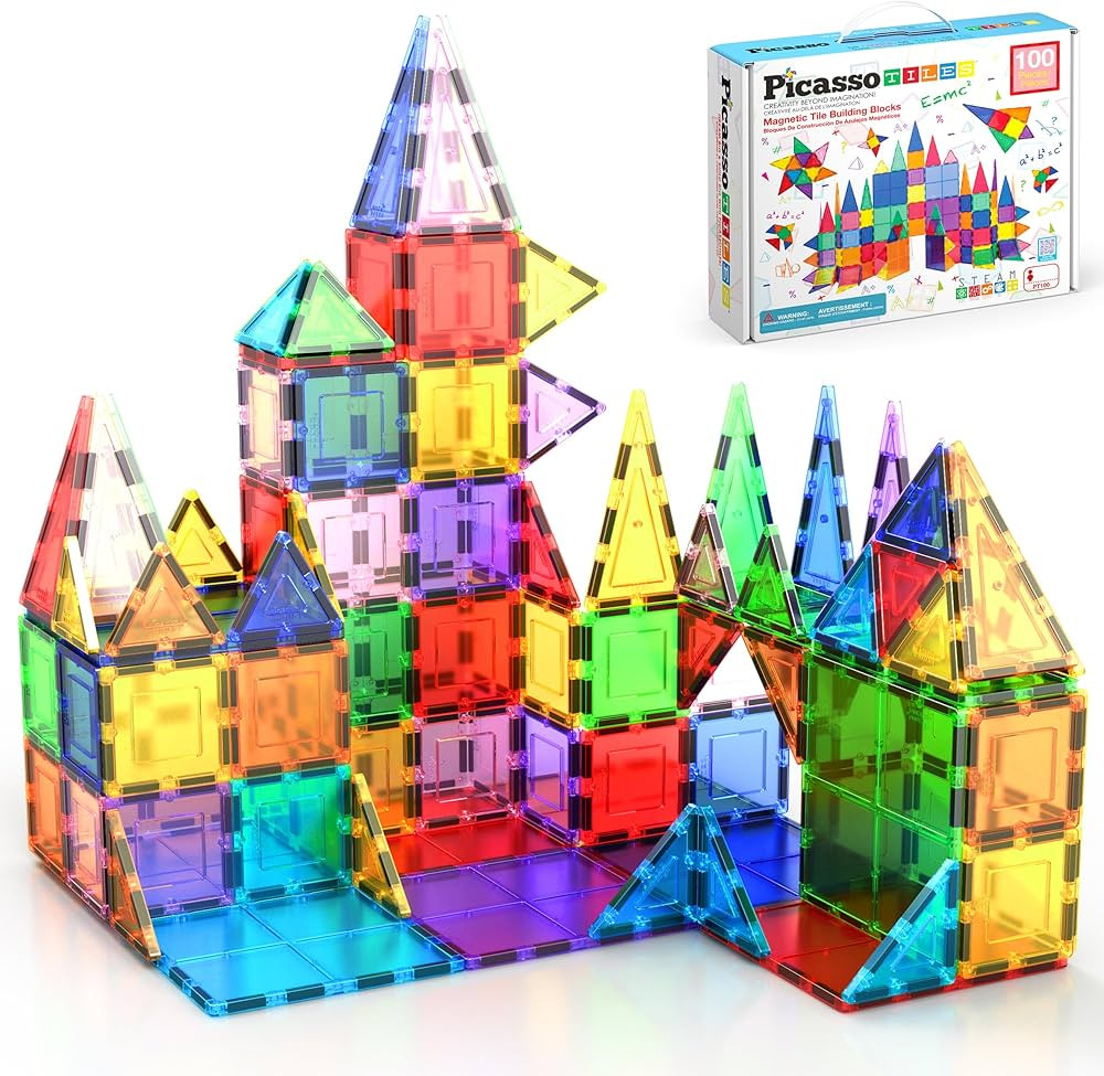 PicassoTiles 100 Piece Magnetic Playboards Tiles Set Magnet Toys for Toddlers STEM Building Block... | Amazon (US)