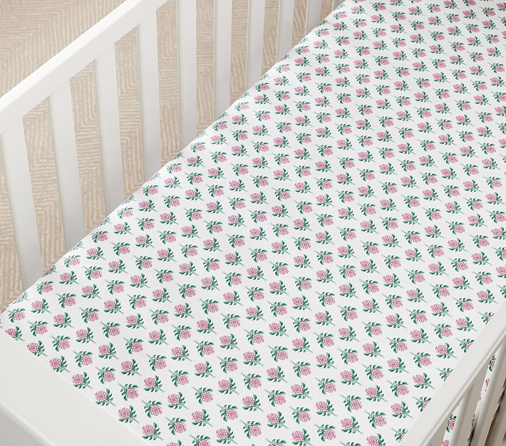 Roller Rabbit Rosebud Organic Crib Fitted Sheet | Pottery Barn Kids