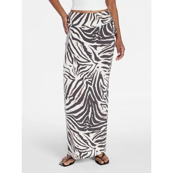 No Boundaries Knit Foldover Maxi Skirt with Side Tie, Women's & Women's Plus XXS-4X - Walmart.com | Walmart (US)