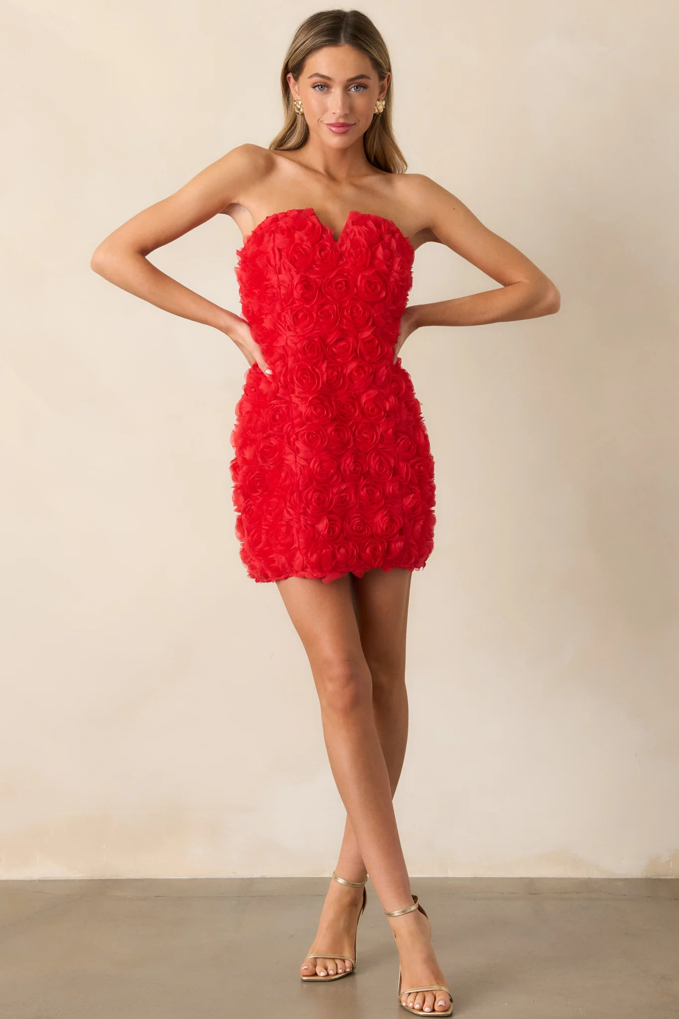 Romantically Entangled Red Mini Dress | Red Dress