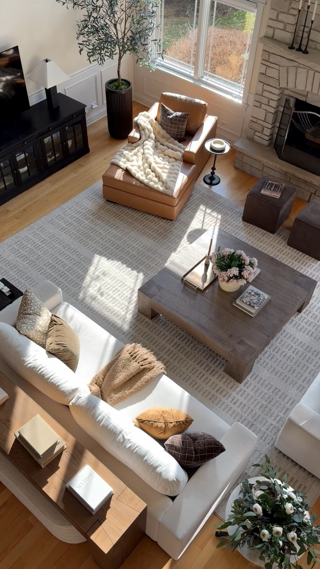 One of my favorite views in our great room 🤍
Layered neutrals, warm wood tones, and cozy textures make this space feel calm and inviting. Linking the sofa, rug, coffee table, pillows, and decor pieces here.

#LTKHome