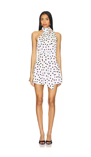 Brienne Mini Dress in White & Black Dot | Revolve Clothing (Global)