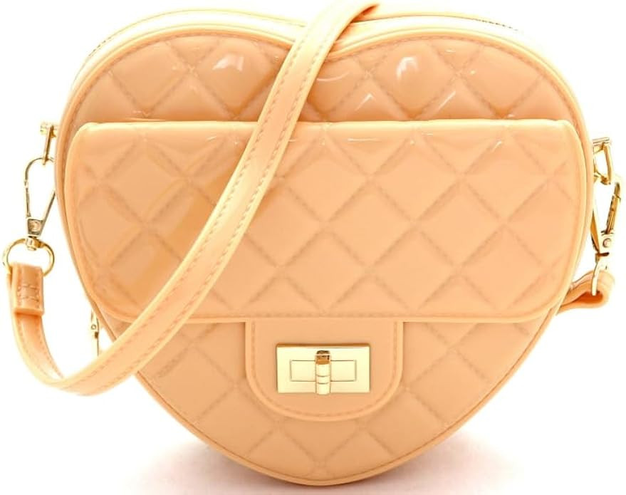 Trendeology Cute Heart Shape Girls Womens Vegan Leather Small Handle Satchel Crossbody Purse | Amazon (US)