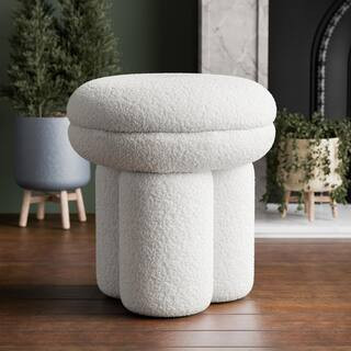 Seco Beige Fabric Upholstered Round Mushroom Accent Ottoman Medium Small (Under 22 in.) | The Home Depot