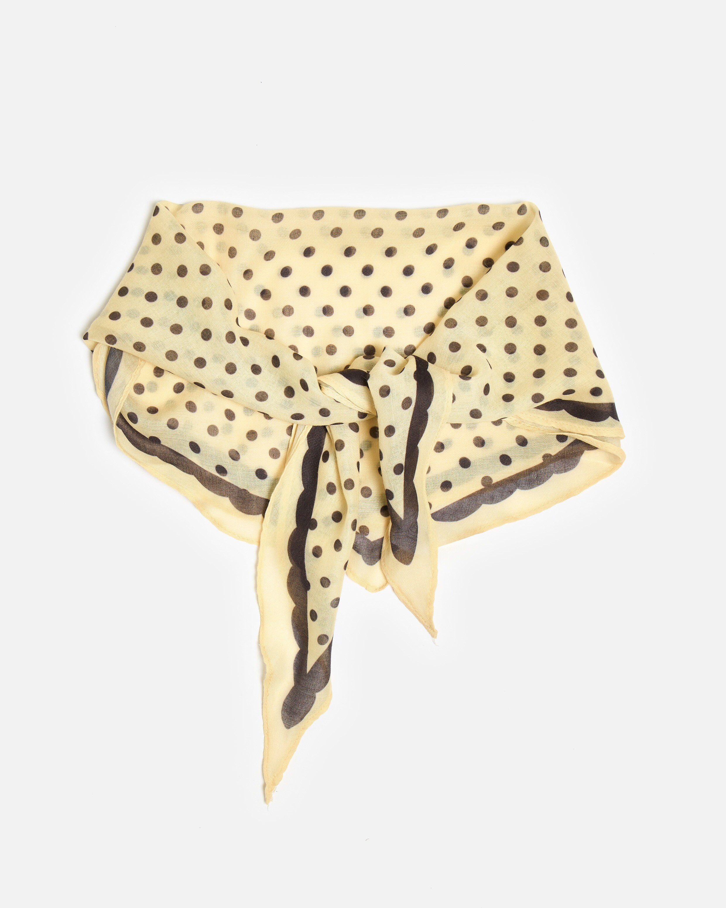 Butter Yellow & Brown Polka Dot Diamond Scarf | Oliver Bonas (Global)