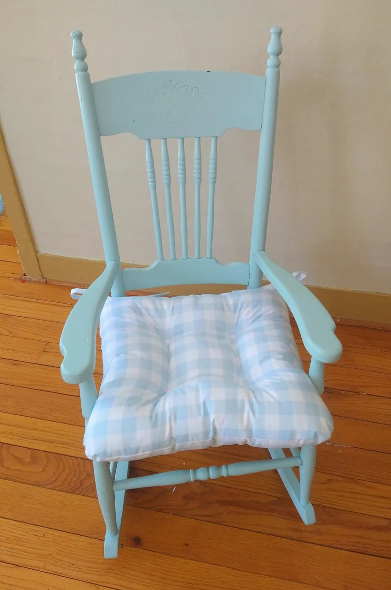 Blue Buffalo Plaid Seat Cushion,Tufted, Gingham, Chair Pad, Rocking, Custom, Kids, Baby Vintage N... | Etsy (US)