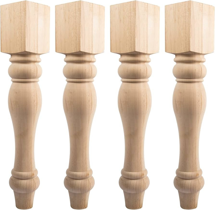 29x3.5x3.5inch Chunky Farmhouse Table Legs, Set of 4 Unfinished Rubber Wood Replacement Table Leg... | Amazon (US)