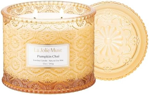 LA JOLIE MUSE Pumpkin Chai Scented Candles for Home, Natural Soy 2-Wick | Amazon (US)