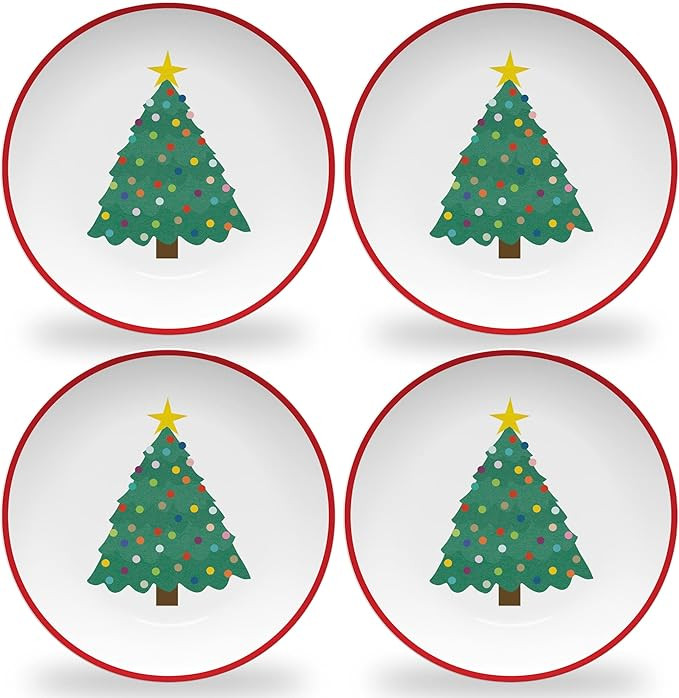 Amazon.com | Tiny Expressions – Holiday Plates for Kids with Colorful Christmas Tree| Set of 4 ... | Amazon (US)