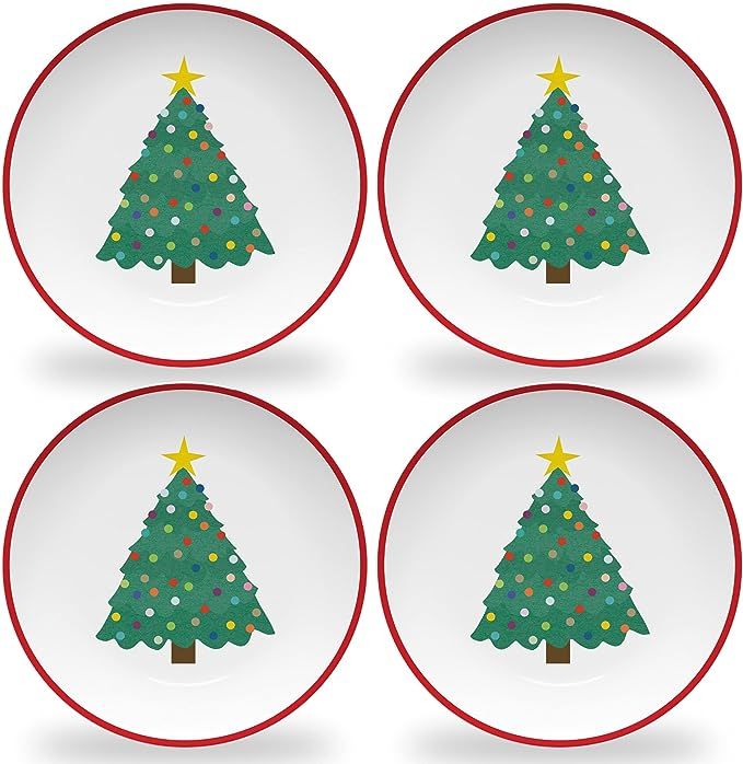 Amazon.com | Tiny Expressions – Holiday Plates for Kids with Colorful Christmas Tree| Set of 4 ... | Amazon (US)