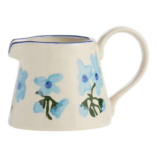 Blue and Ivory Hand Painted Ceramic Floral Creamer by World Market | World Market