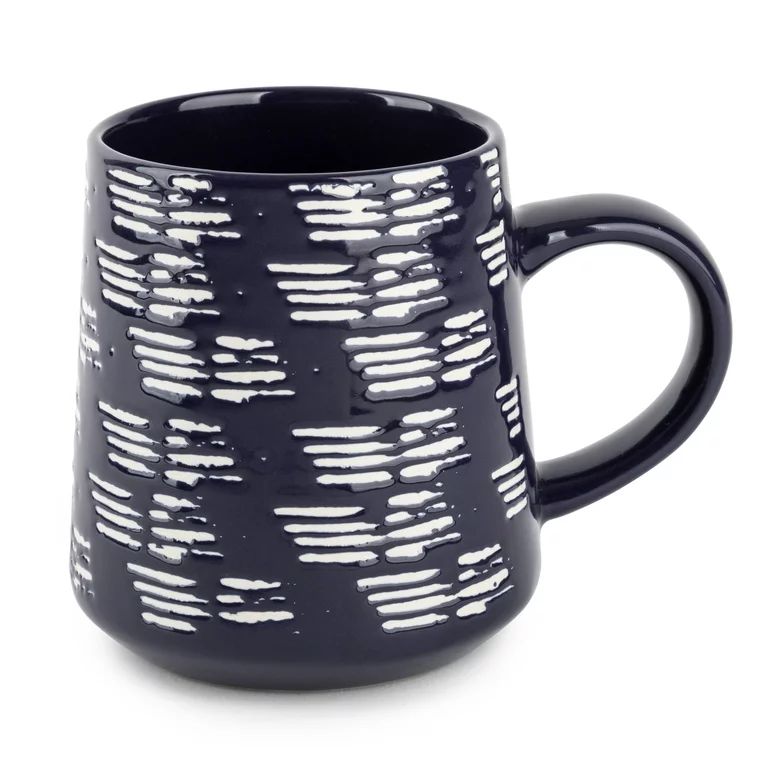 Thyme & Table Stoneware Mug, 16 fl oz, Black Brush | Walmart (US)
