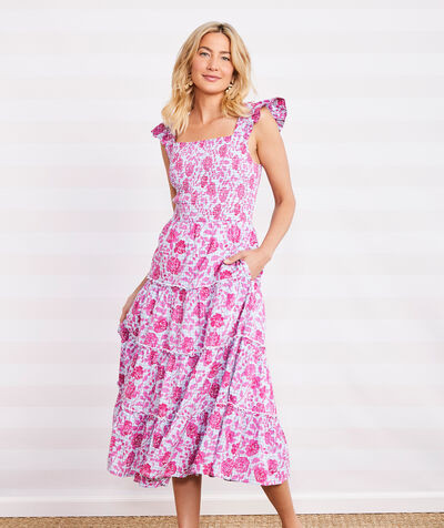 Kentucky Derby Smocked Rose Dress | vineyard vines