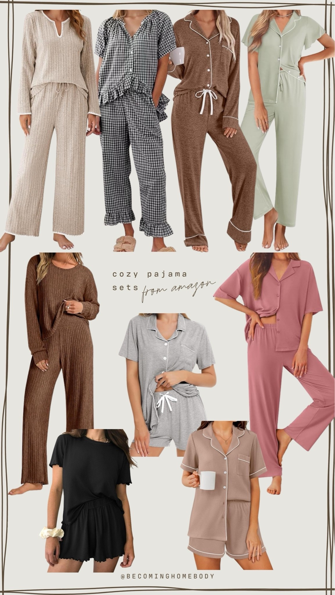 Cozy pajama sets from Amazon 🤍 I love a matching PJ set for cozy nights at home, and these are no exception.