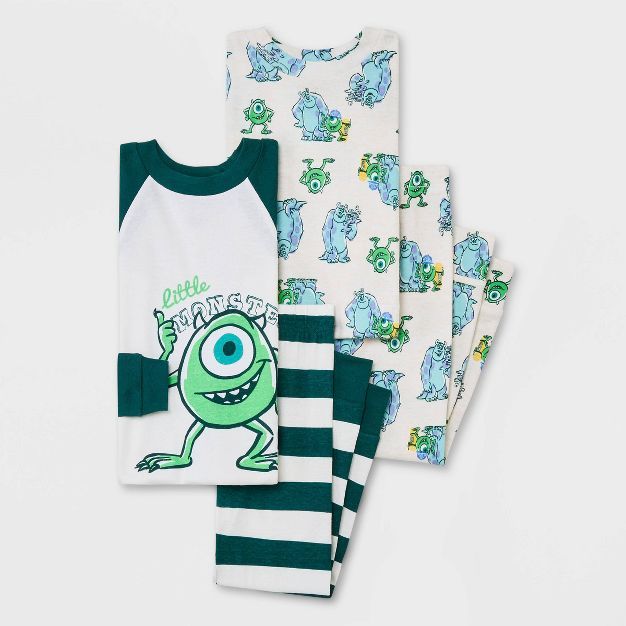 Toddler Boys&#39; Monsters Snug Fit Pajama Set - White 4T | Target
