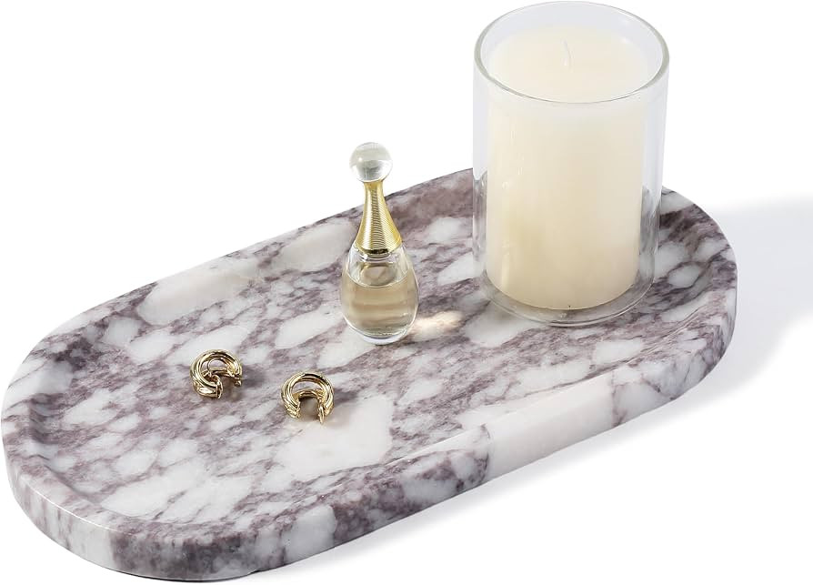 Real Luxurious Natural Marble Vanity Tray, 10"x5" Calacatta Viola Marble Catchall Tray for Bathro... | Amazon (US)