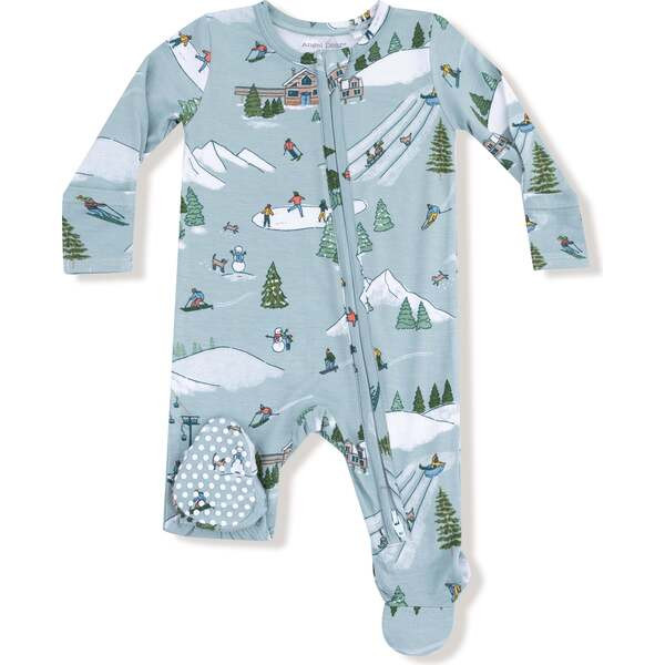 2 Way Zipper Footie Winter Fun Skiers | Maisonette