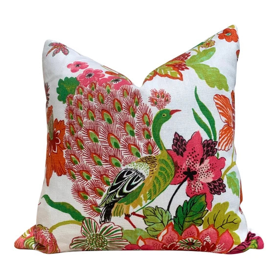 Schumacher Lansdale Bouquet Pillow in Pink Red and Green. | Etsy | Etsy (US)