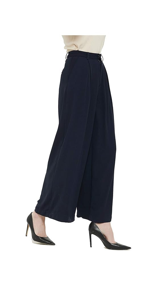 Tronjori Women High Waist Casual Wide Leg Long Palazzo Pants Trousers Regular Size | Amazon (US)