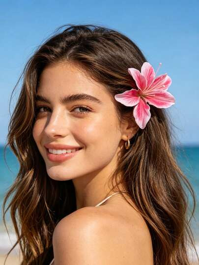 1pc Sweet Pink Faux Lily Flower Hair Clip, Girly Side Hairpin, Ideal For Photo Shooting And Costume, Elegant Lady Accessory,Travel,Birthday, Claw Clips - Size one-size | SHEIN