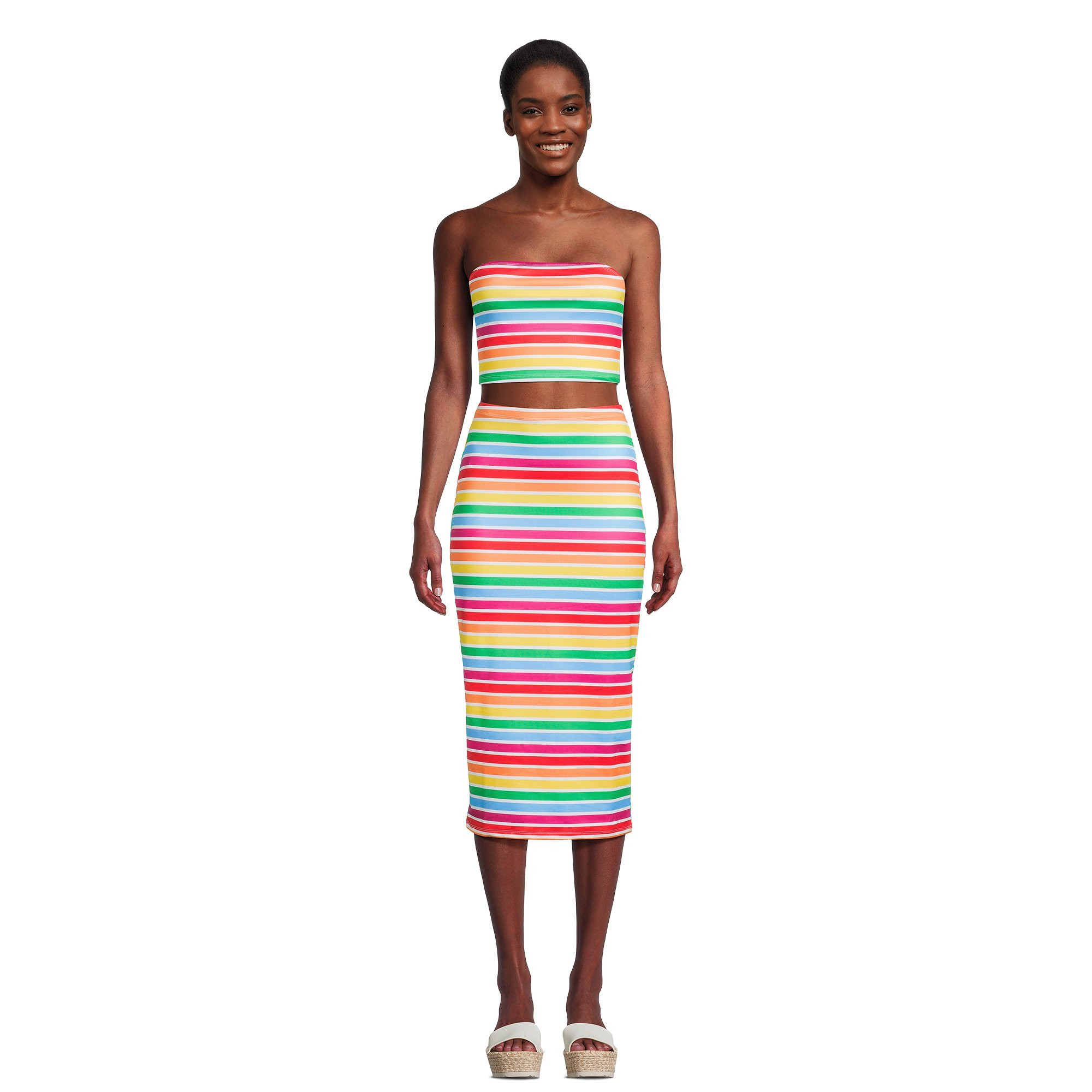 Madden NYC Juniors Tube Top and Midi Skirt Set, 2-Piece, Sizes XS-XXXL | Walmart (US)