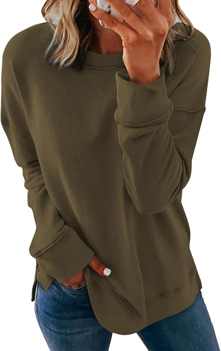 Dokotoo Women's Casual Crew Neck Sweatshirt Loose Soft Long Sleeve Pullover Tops | Amazon (US)