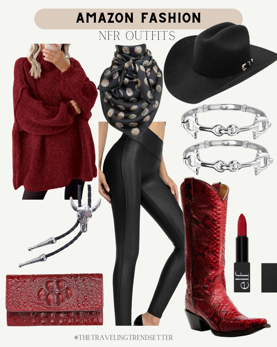 Amazon winter sweater and how I styled it - Amazon NFR outfit - thanksgiving , Christmas , holiday outfit travel
- winter western cowgirl boots - cowboy hat - faux leather legging - burgundy trends  

#LTKHoliday #LTKFindsUnder50 #LTKFindsUnder100