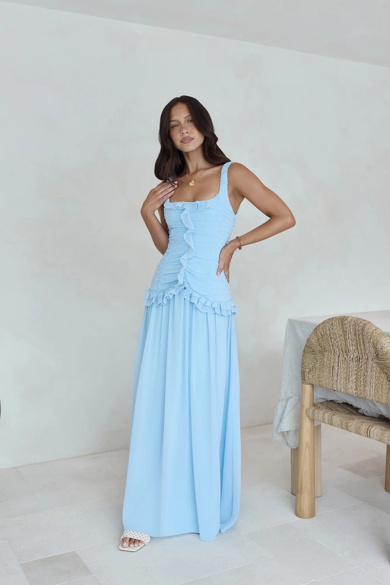 Shoreline Luxe Maxi Dress Blue | Fortunate One
