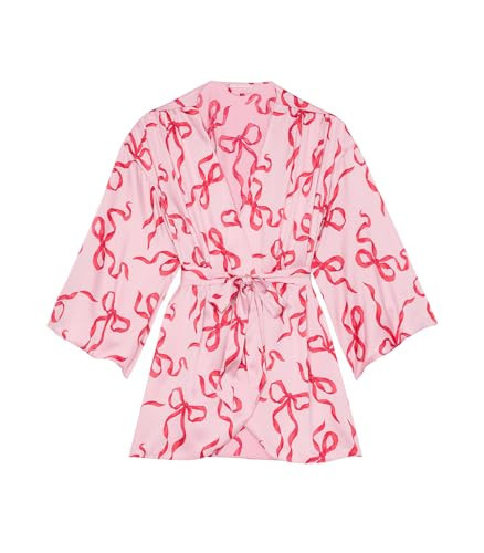 Victoria's Secret Fashion Show '24 Women's Satin Short Robe, Pink Delicate Bows, XS/S | Amazon (US)