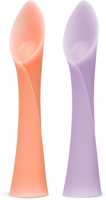 Olababy 100% Silicone Soft-Tip Training Spoon for Baby Led Weaning 2pack (Coral/Lilac) | Amazon (US)