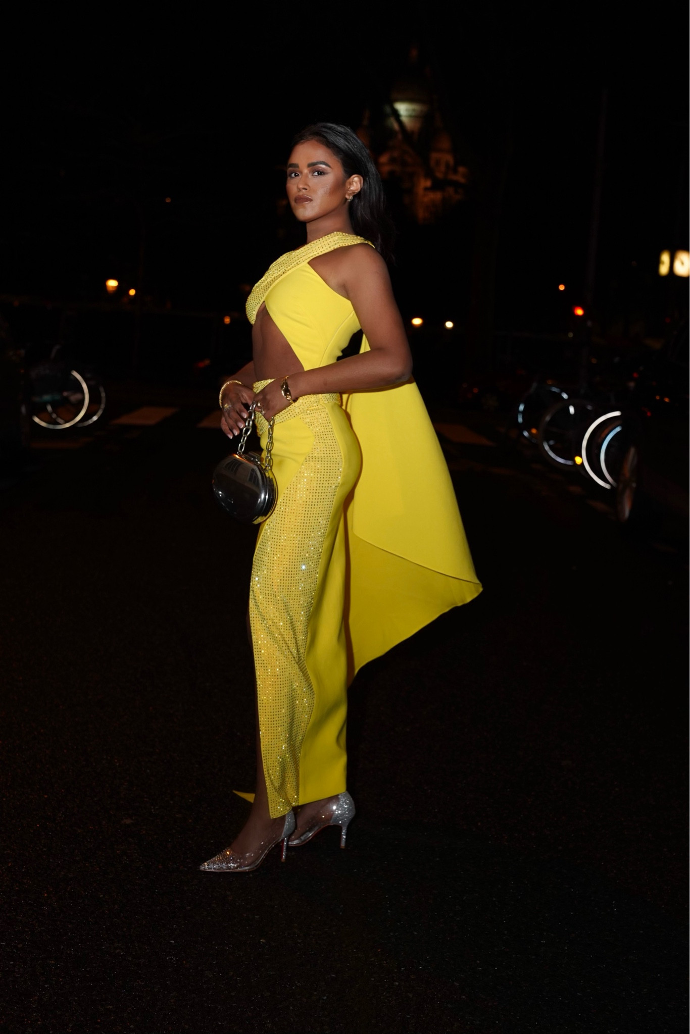 yellow dress with silver heels sachinidilanka on LTK