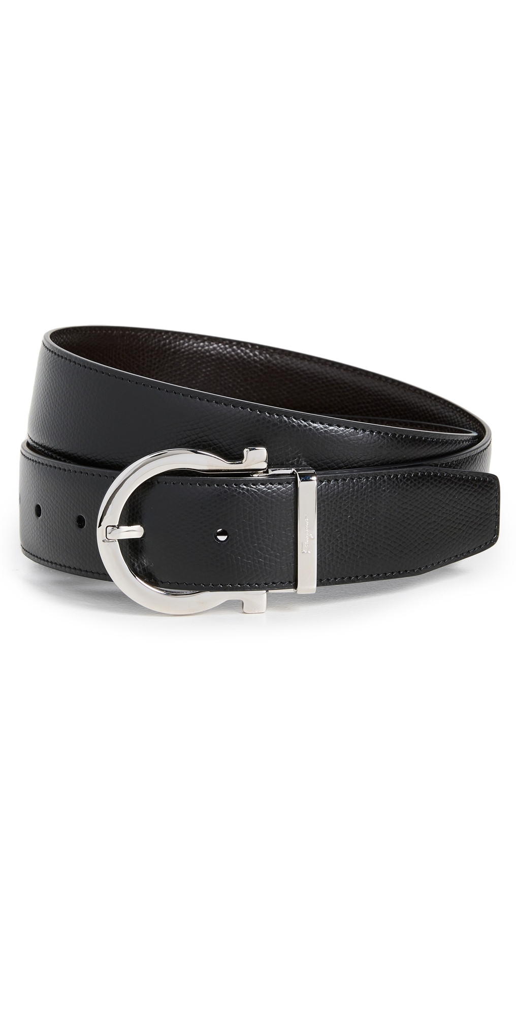 FERRAGAMO Single Gancini Reversible Belt Black/Hickory 42 | Shopbop