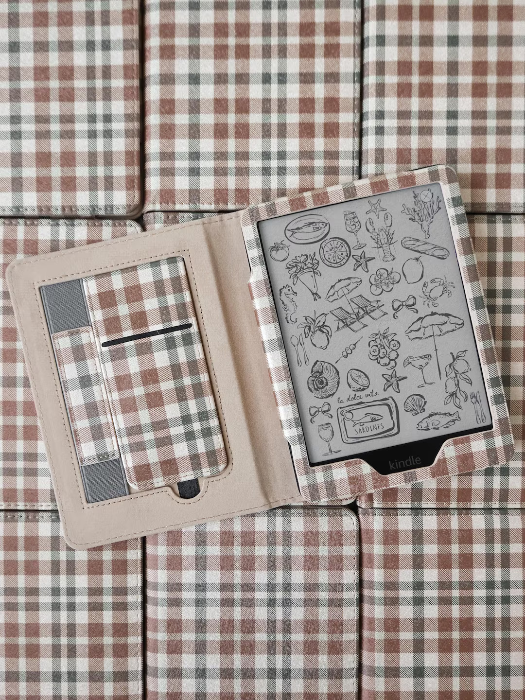 Hazel Plaid Checkered Kindle Case - Etsy | Etsy (US)