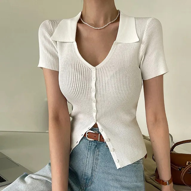 DABAGIRL - Collared Rib-Knit Cardigan | YesStyle Global