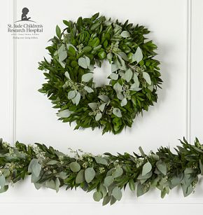 Live Ruscus & Seeded Eucalyptus Garland and Wreath | Rejuvenation