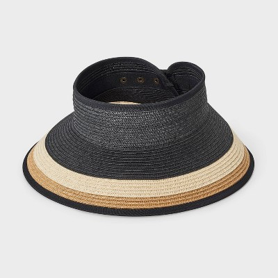 Packable Straw Three-Toned Full Visor Hat - Shade & Shore™ Black | Target