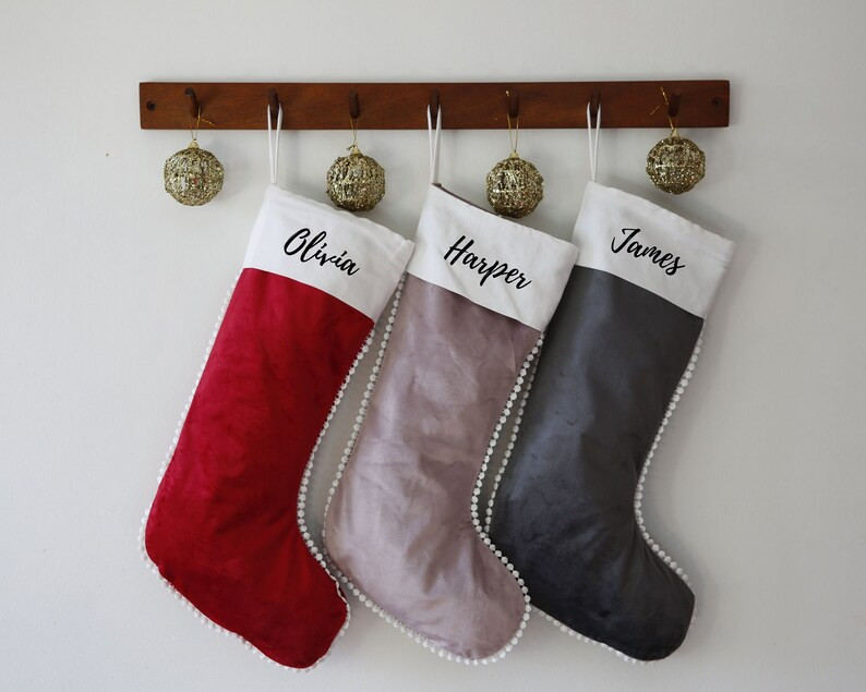 Personalized Velvet Christmas Stocking - Custom Name Christmas Stocking - Name Stockings - Family... | Etsy (US)