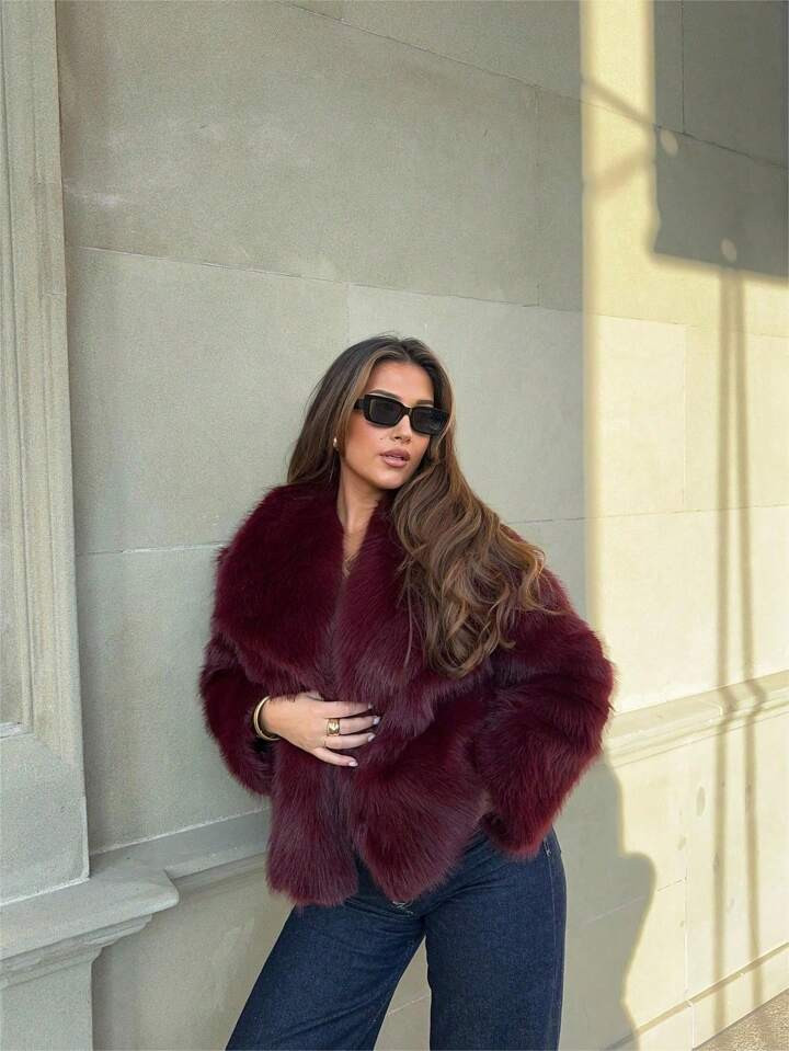 INDEFEIR New Autumn/Winter Faux Fox Fur Thickened Mid-Length Fashionable Artificial Fur Coats And... | SHEIN