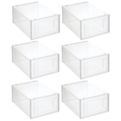mDesign Plastic Stackable Closet Shoe Storage Box, Side Opening, Clear | Target